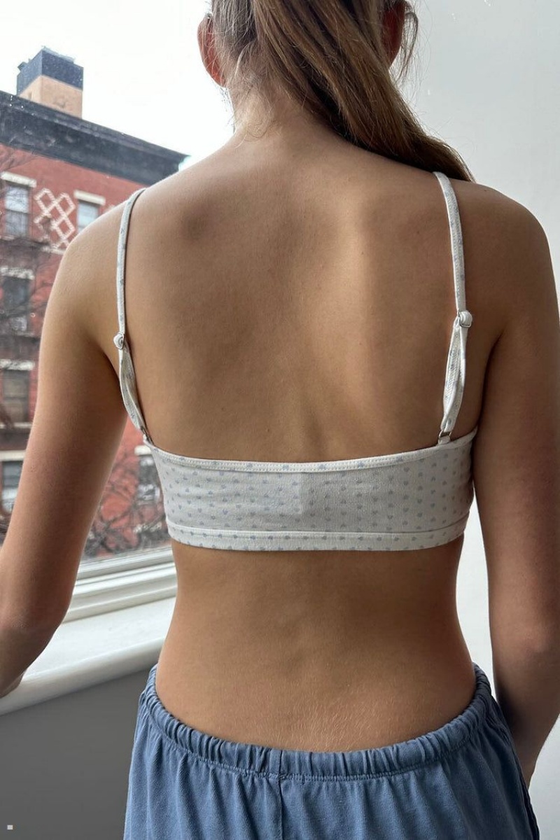 Soutien Gorge Brandy Melville Laney Hearts Blanche Bleu | IYY-24589726